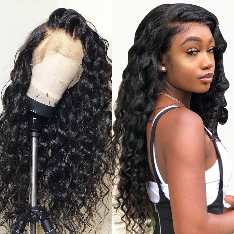 Chemical Fiber Front Lace Black Small Curly Wig