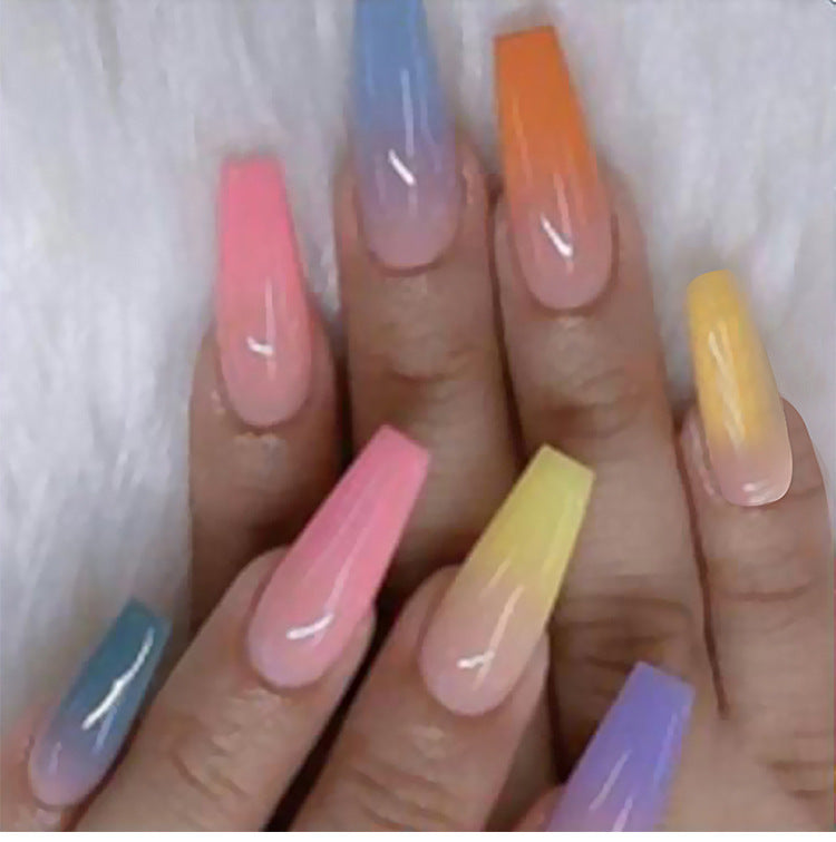Long Ballet Fake Nails with Flat and Pointed Water Droplet Designs