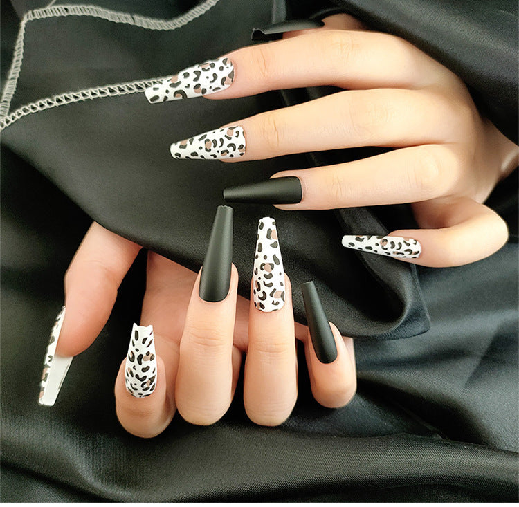 Long Ballet Fake Nails with Flat and Pointed Water Droplet Designs