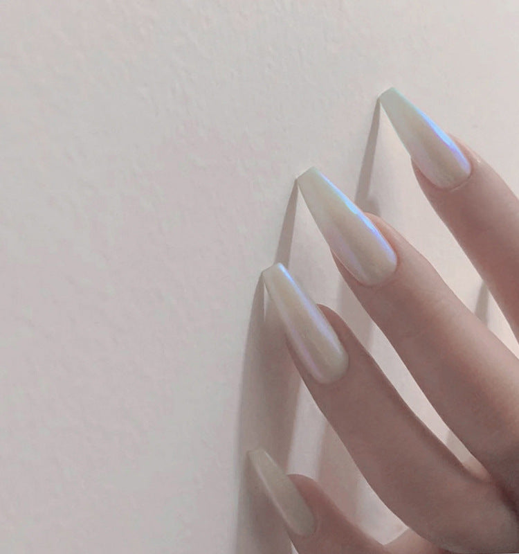 Long Ballet Fake Nails with Flat and Pointed Water Droplet Designs