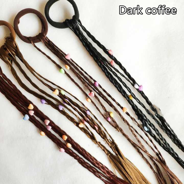 Colorful Bead Twist Pigtail Wig for Kids