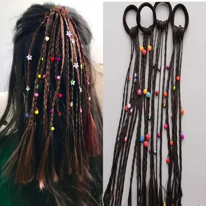 Colorful Bead Twist Pigtail Wig for Kids