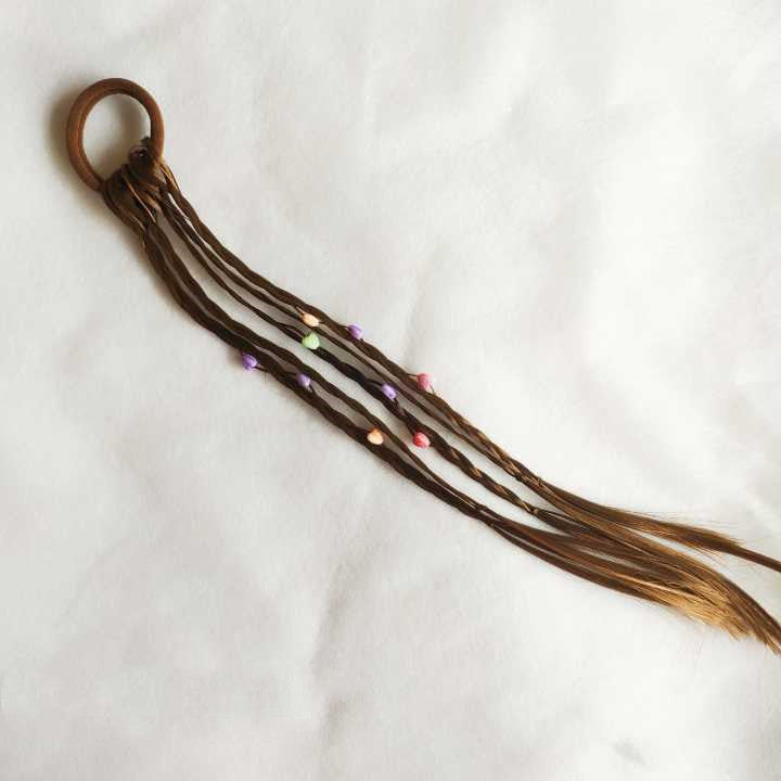 Colorful Bead Twist Pigtail Wig for Kids