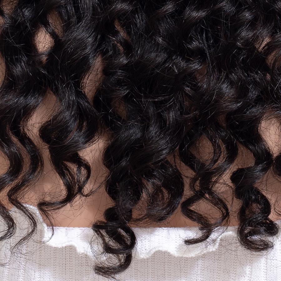 Chemical Fiber Front Lace Black Small Curly Wig