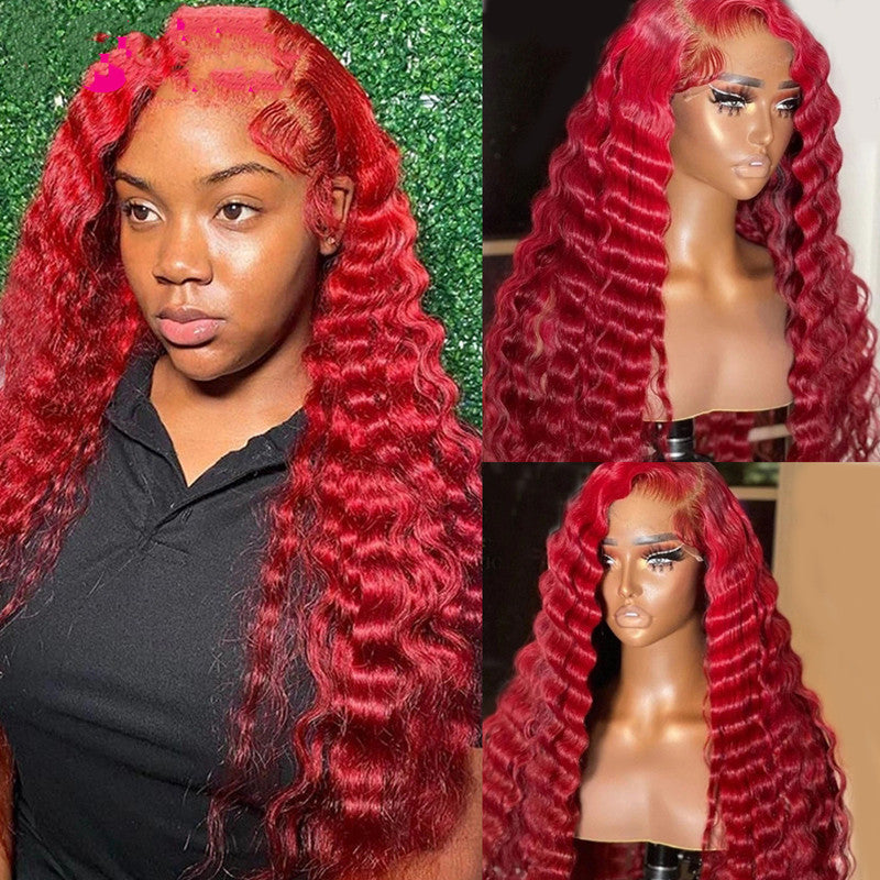 Red Deep Wave Women Hair Wig