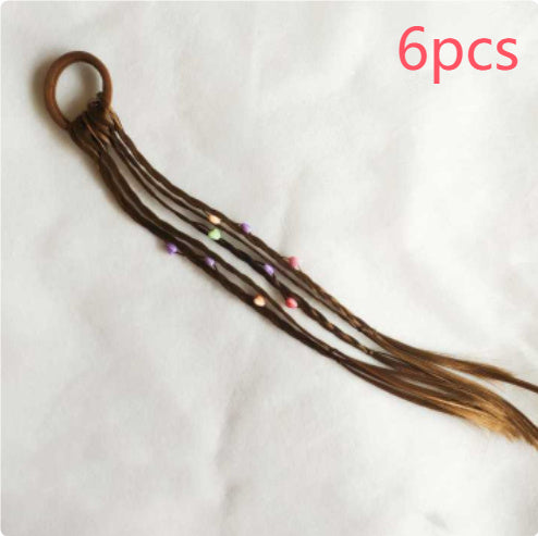 Colorful Bead Twist Pigtail Wig for Kids